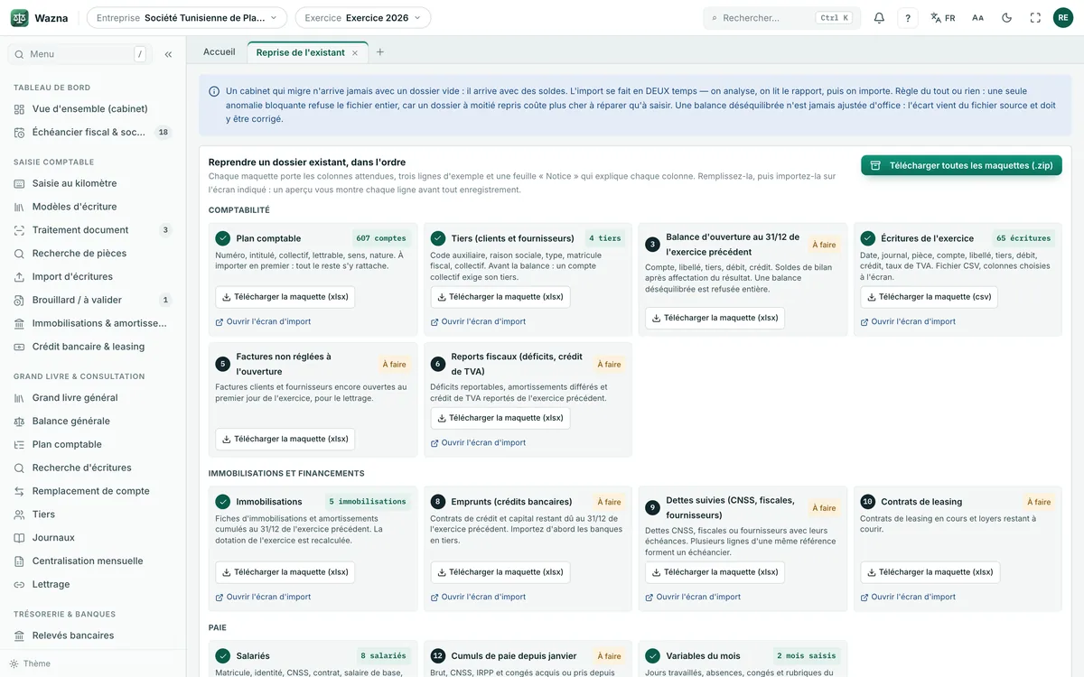 Import d’une balance d’ouverture avec aperçu et contrôles
